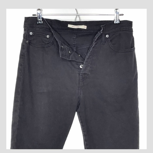 Levi's Wedgie Skinny Denim Button Fly Distressed Raw Hem Jeans Black Size 29 - Picture 6 of 10